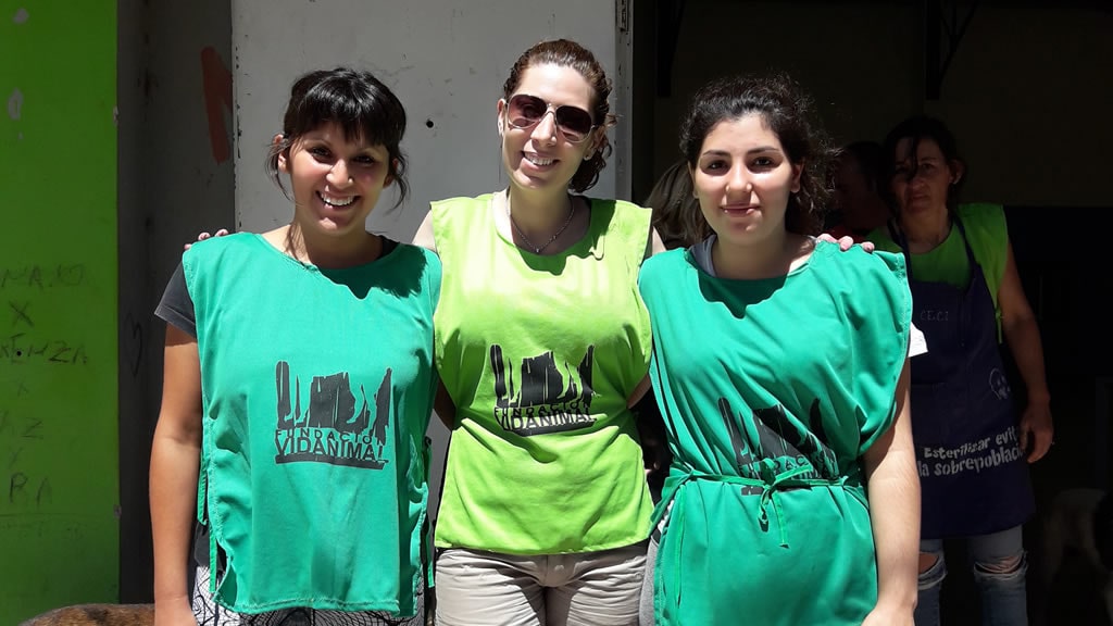 Tres voluntarias de Fundación Vidanimal